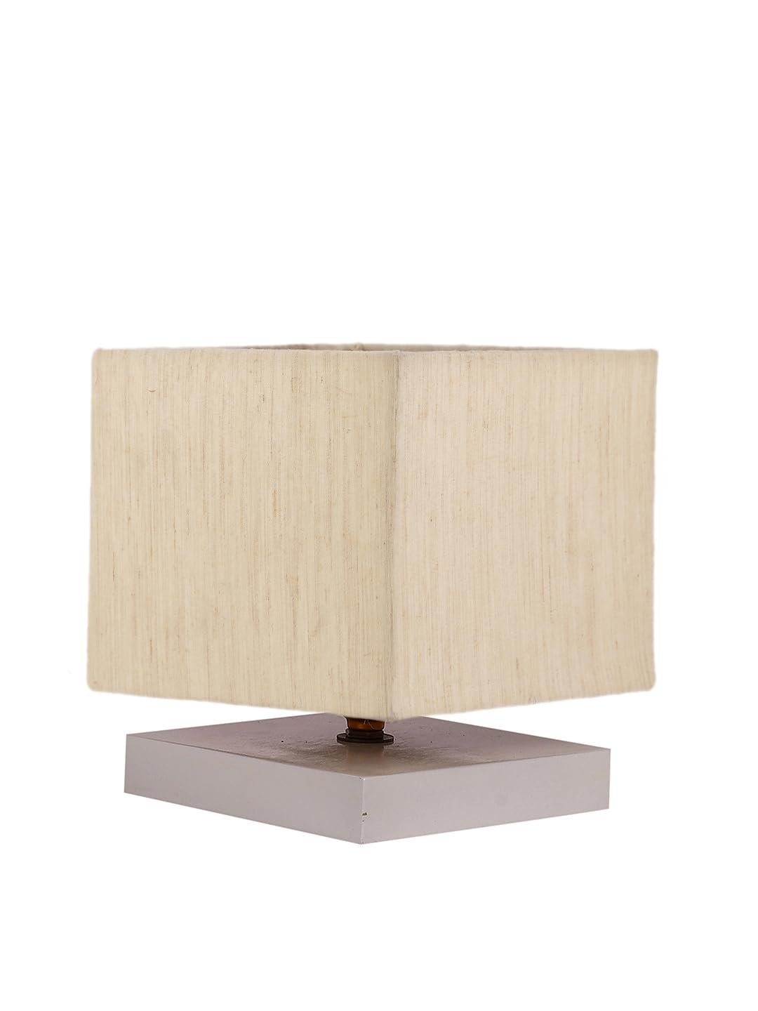 Off-White Square Cotton Table lamp with White Wood Base -57
