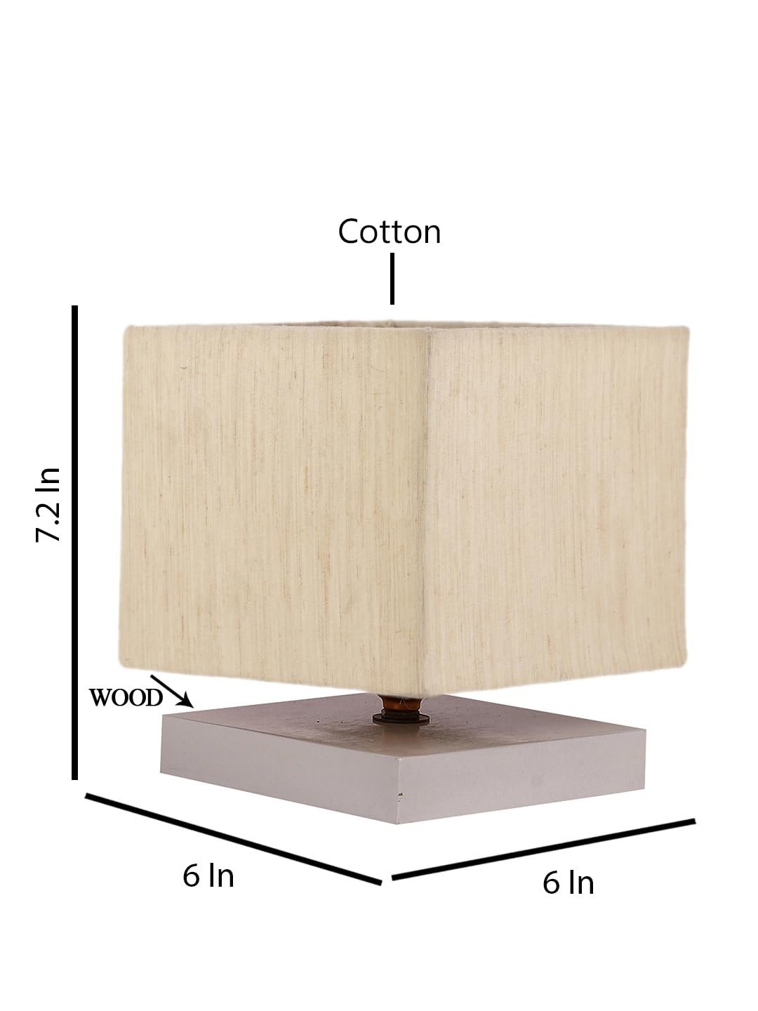 Off-White Square Cotton Table lamp with White Wood Base -57