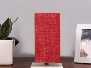 Square Maroon Jute Table lamp with White Wood Base -51