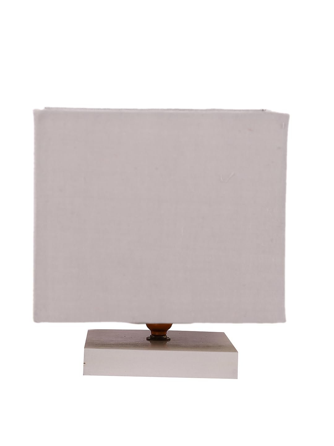 Square Grey Cotton Table lamp with White Wood Base -62