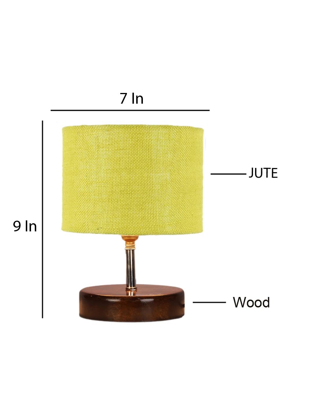 Yellow Jute Table Lamp with Brown Wood Base (YK103)
