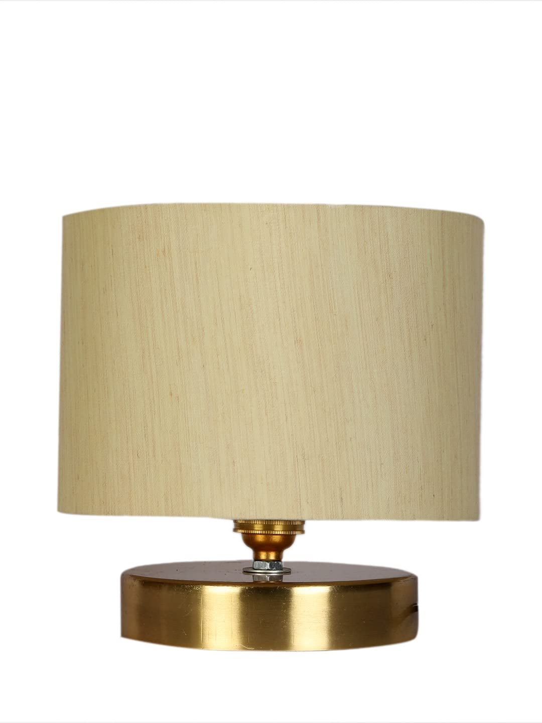 Off-White Cotton Table lamp with Gold Wood Base