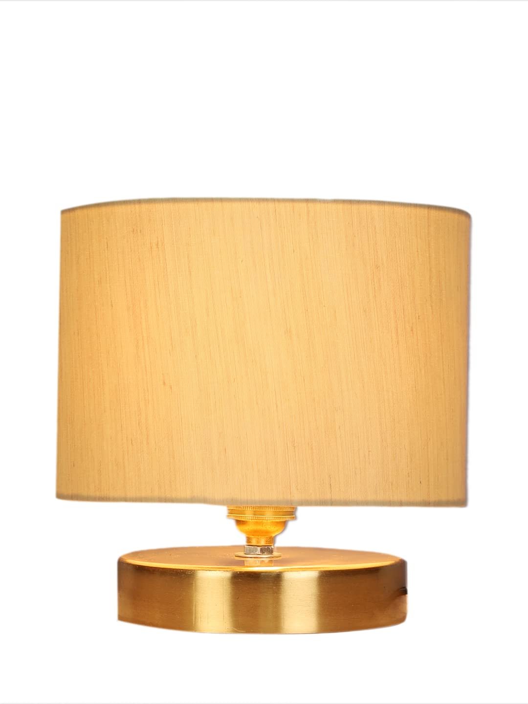 Off-White Cotton Table lamp with Gold Wood Base