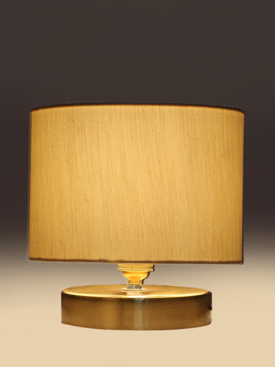 Off-White Cotton Table lamp with Gold Wood Base