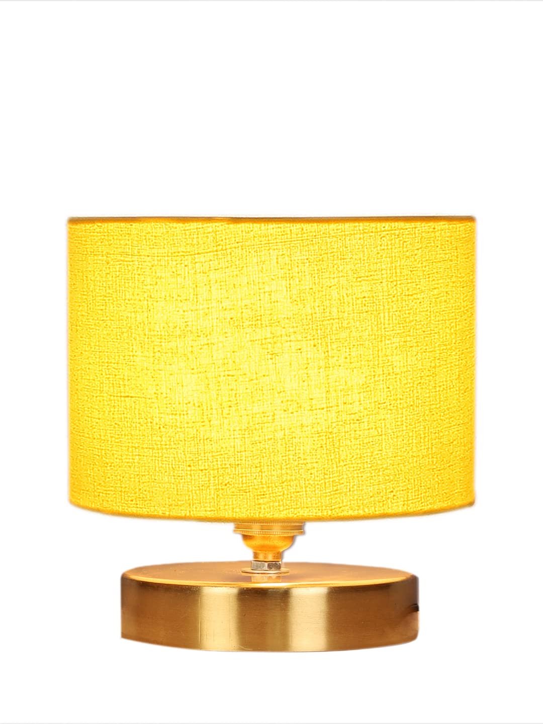 Yellow Cotton Table lamp with Gold Wood Base
