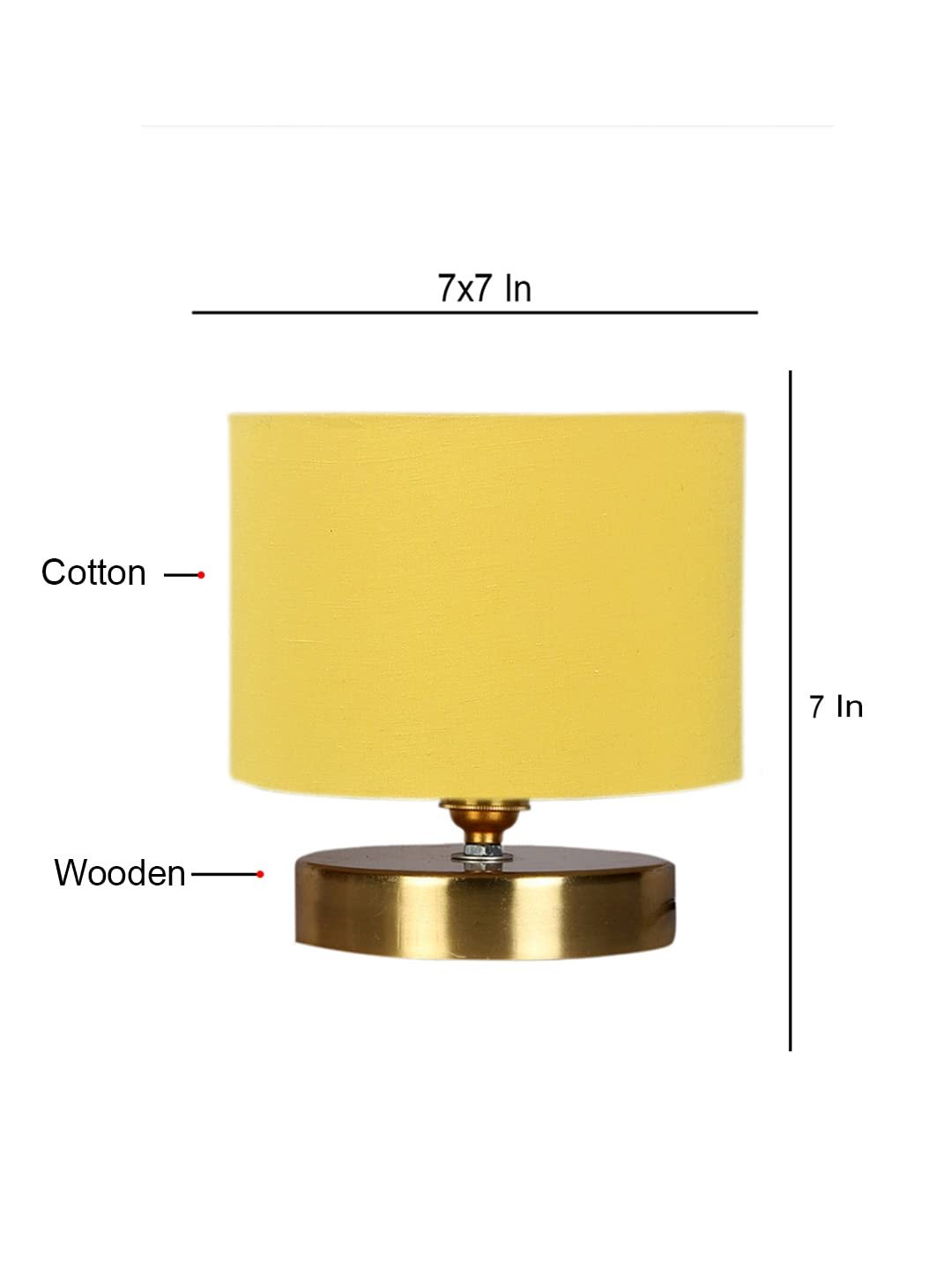 Yellow Cotton Table lamp with Gold Wood Base