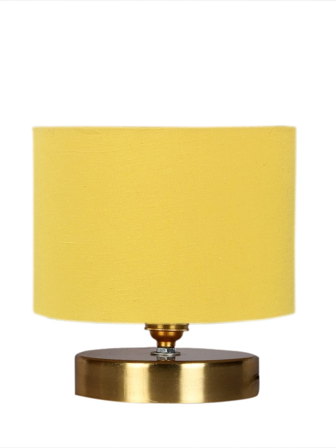 Yellow Cotton Table lamp with Gold Wood Base