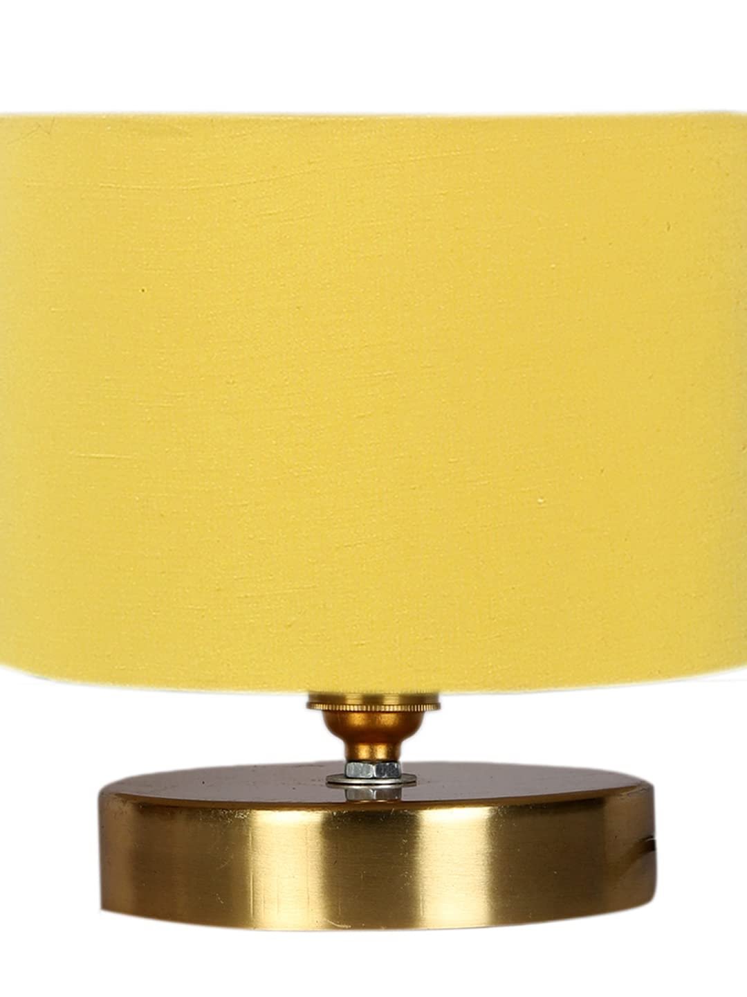 Yellow Cotton Table lamp with Gold Wood Base