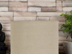 White Jute Table lamp with Gold Wood Base