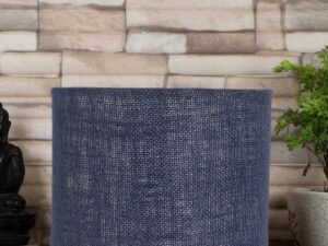 Blue Jute Table lamp with Gold Wood Base