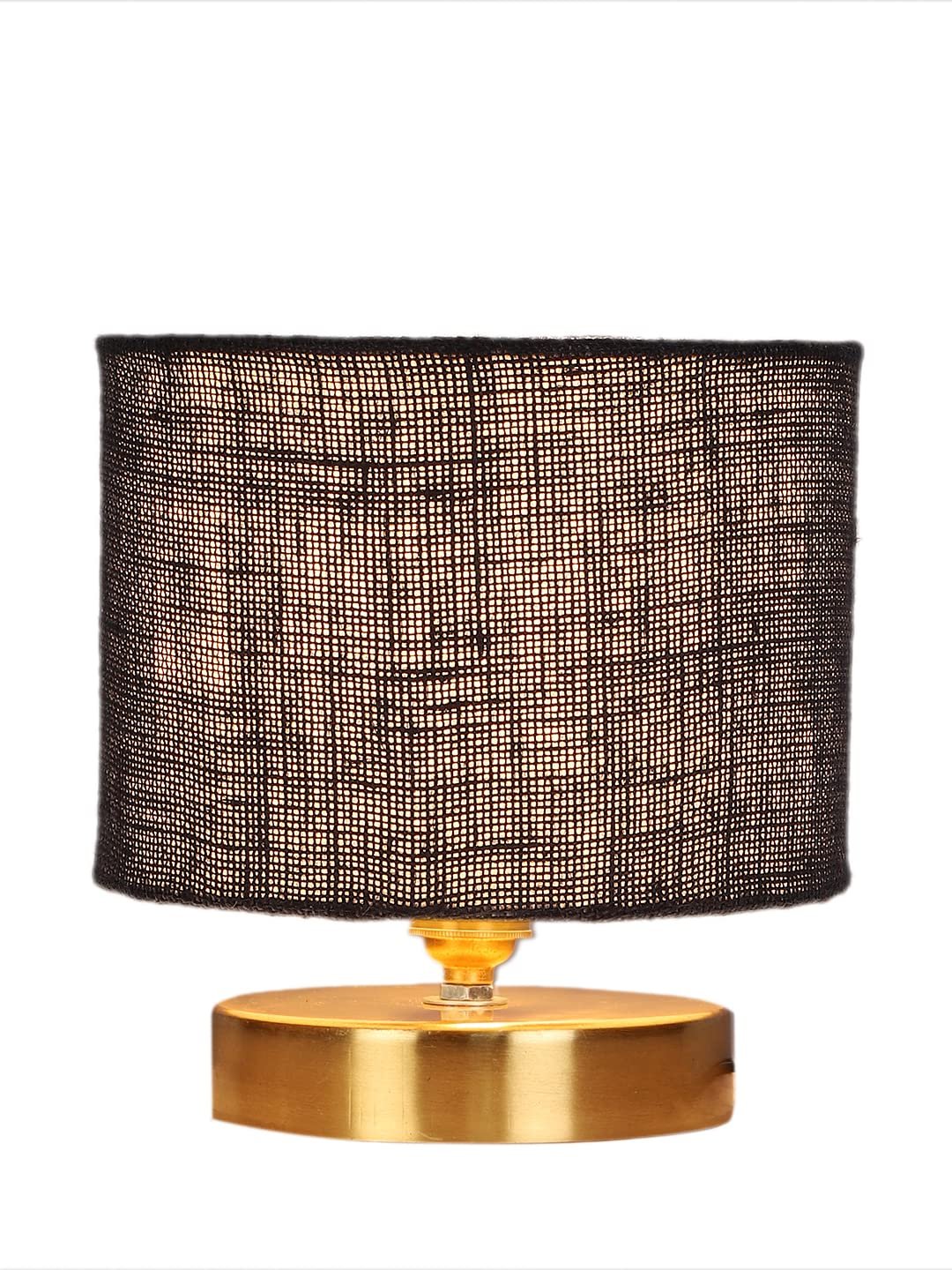 Blue Jute Table lamp with Gold Wood Base