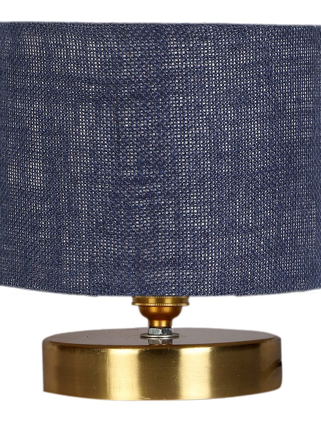 Blue Jute Table lamp with Gold Wood Base