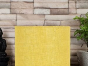 Yellow Jute Table Lamp with Gold Wood Base