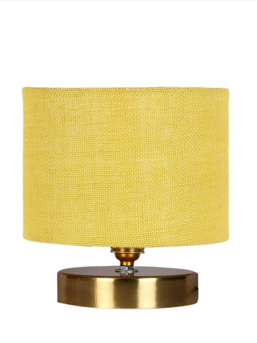 Yellow Jute Table Lamp with Gold Wood Base