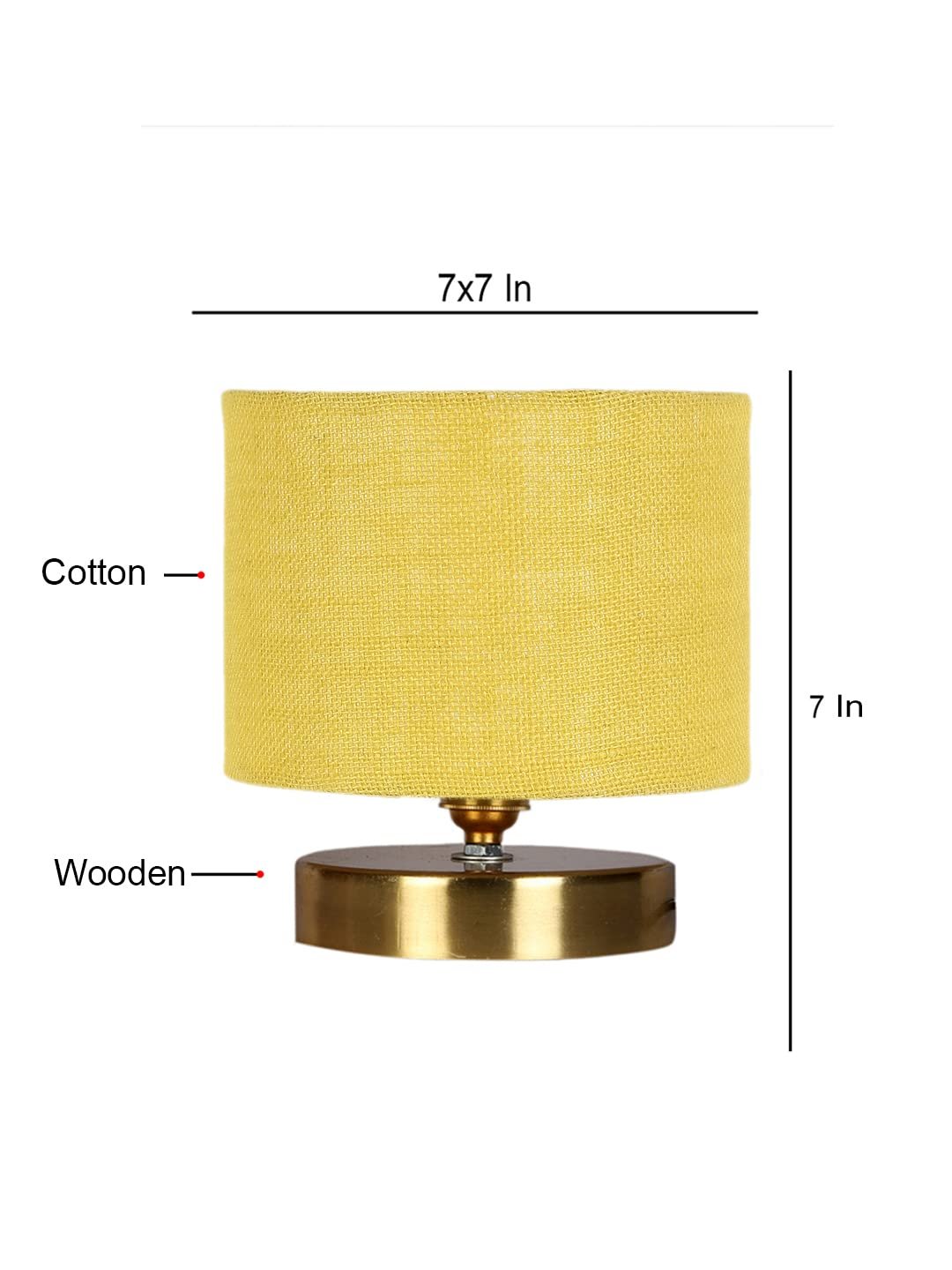 Yellow Jute Table Lamp with Gold Wood Base