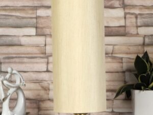 Turquoise Jute lamp with Brown Wood Base