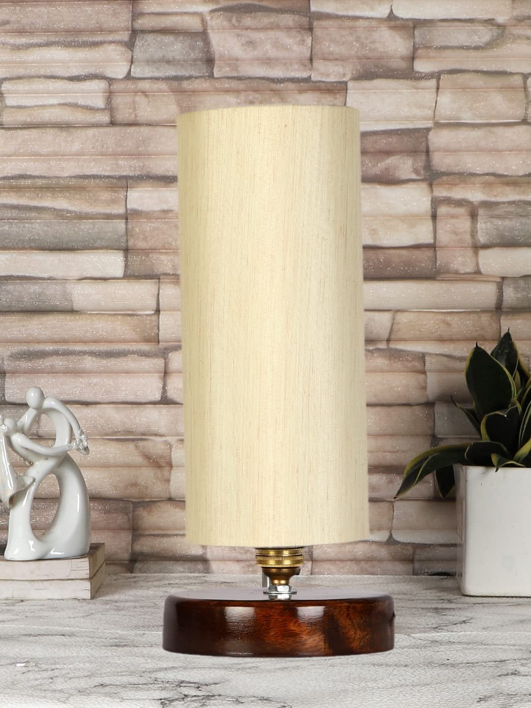 Turquoise Jute lamp with Brown Wood Base