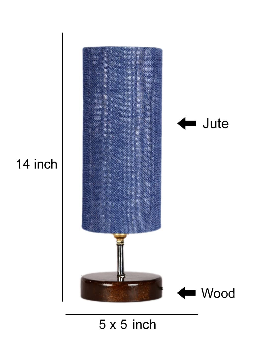 Blue Jute Table lamp with Brown Wood Base(YK74)