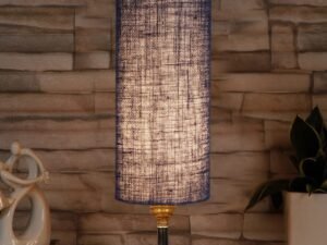 Blue Jute Table lamp with Brown Wood Base(YK74)