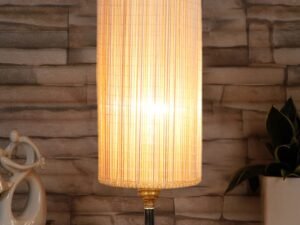 Round Bamboo Table lamp with Brown Wood Base(YK78)