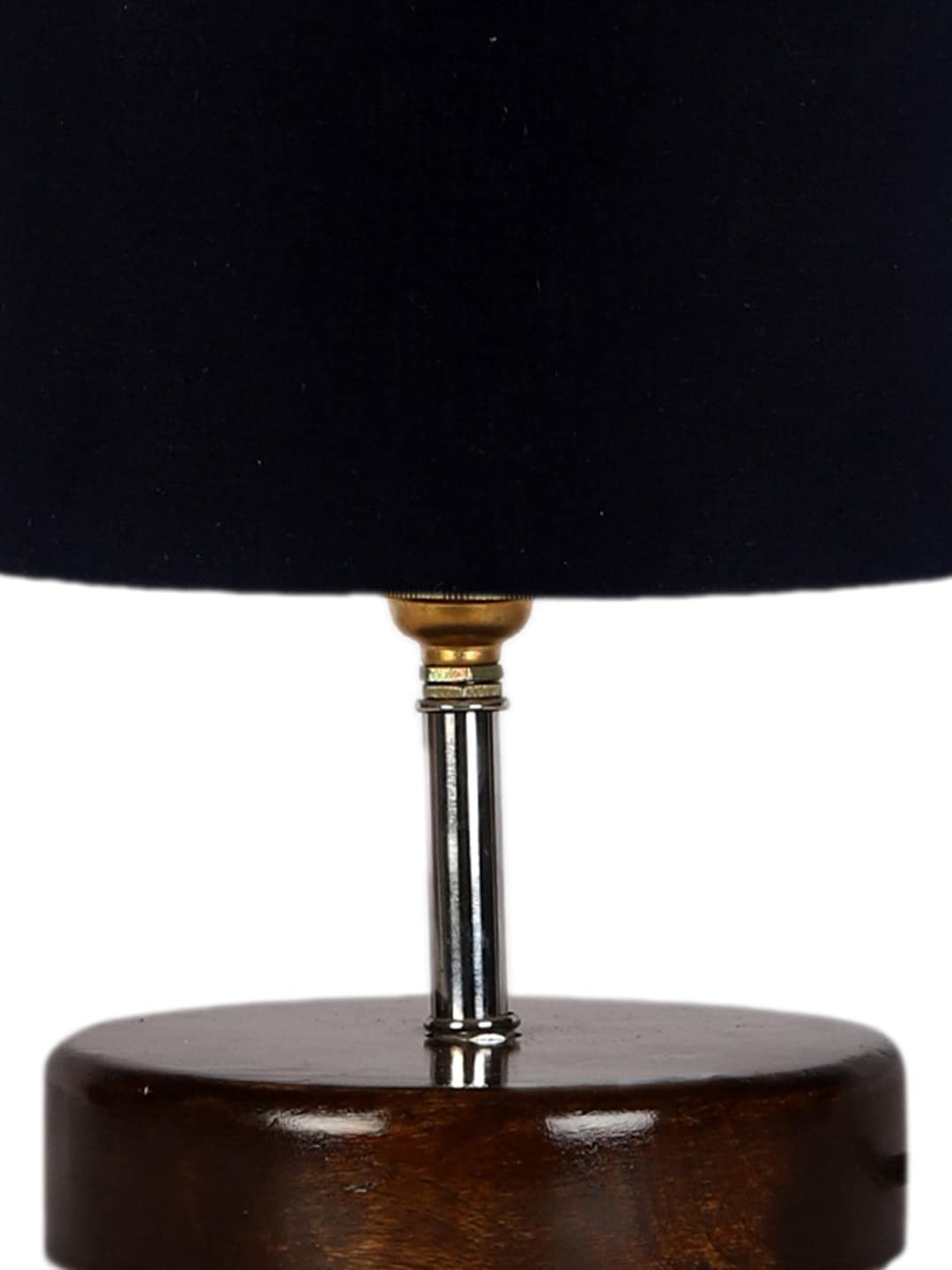 Black Cotton Table lamp with Brown Wood Base (YK82)