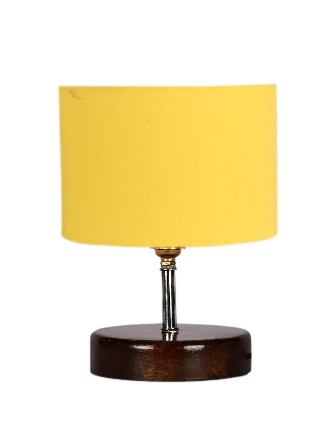 Yellow Cotton Table lamp with Brown Wood Base (YK85)