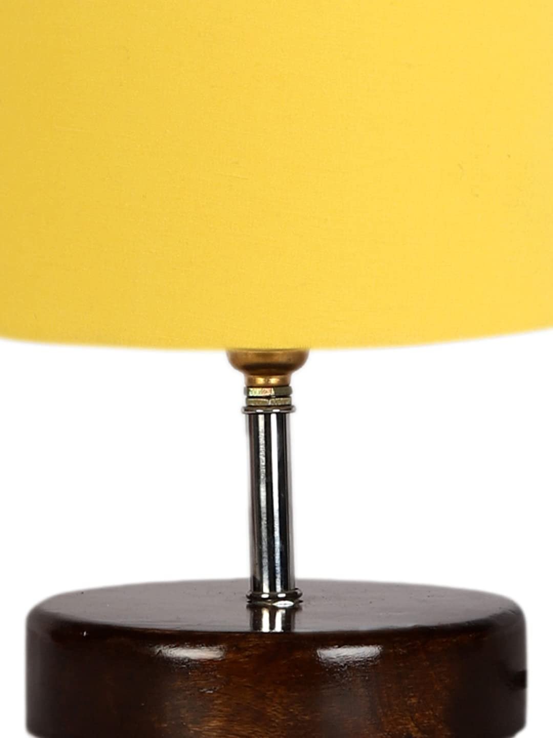 Yellow Cotton Table lamp with Brown Wood Base (YK85)