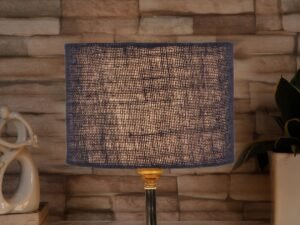 Blue Jute Table lamp with Brown Wood Base (YK92)
