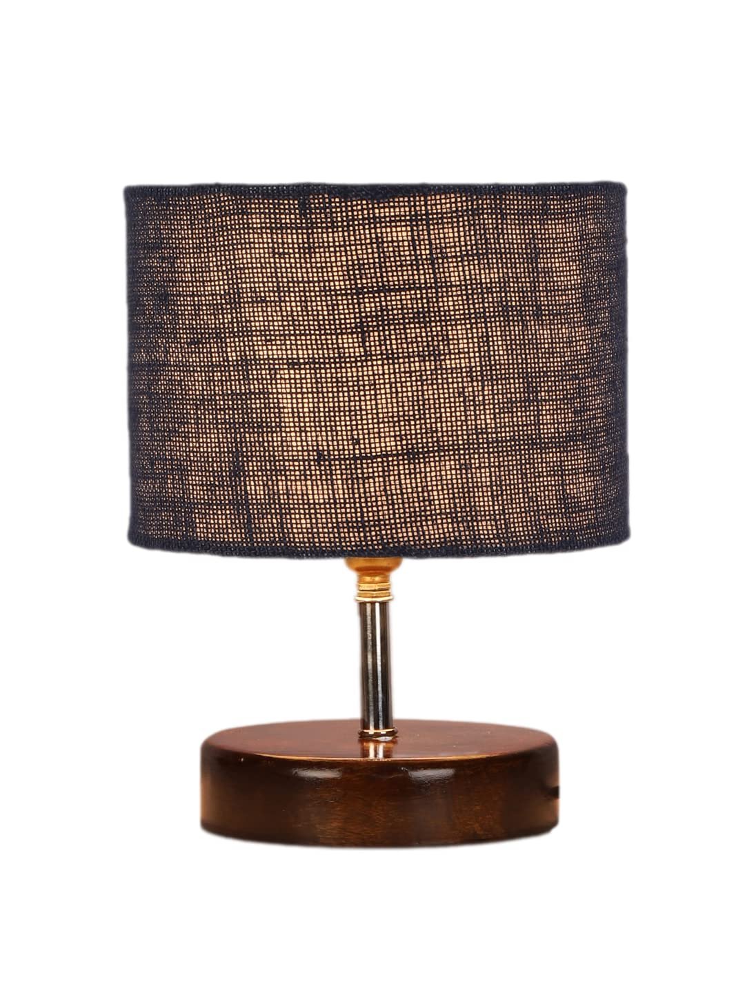 Blue Jute Table lamp with Brown Wood Base (YK92)