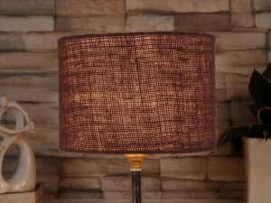 Brown Jute Table Lamp with Brown Wood Base (YK99)