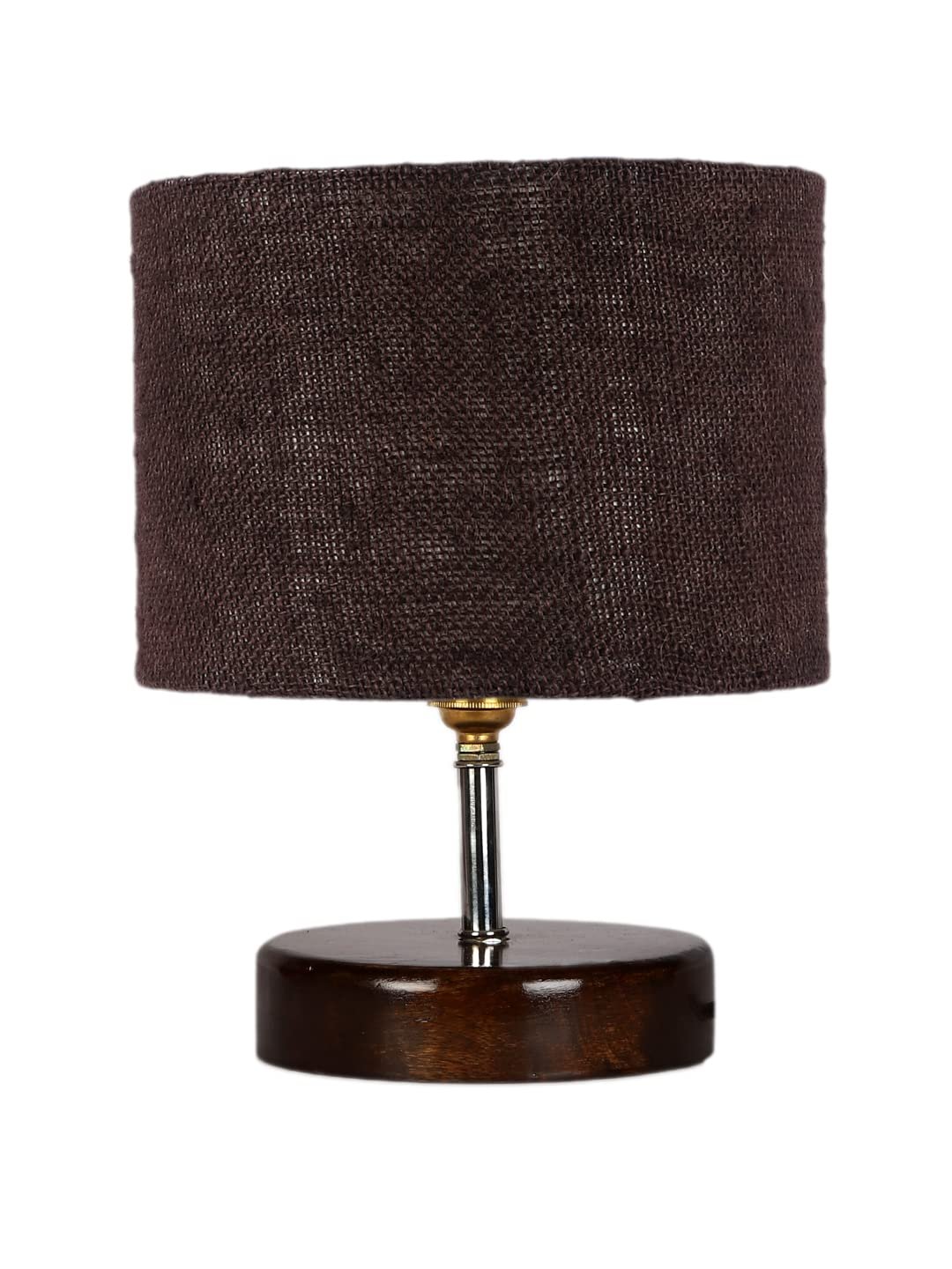 Brown Jute Table Lamp with Brown Wood Base (YK99)