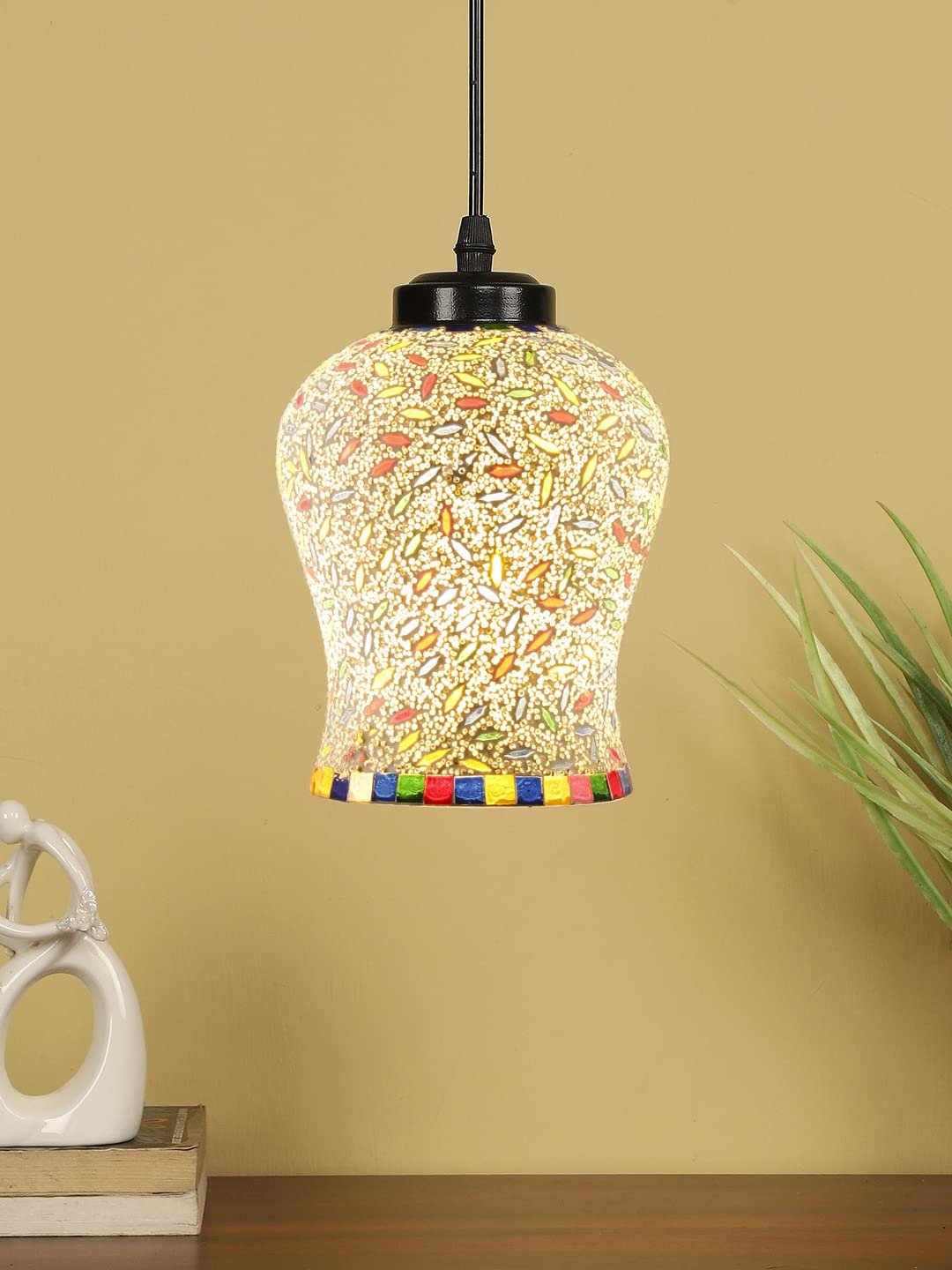 Multicolor Mosaic Glass Hanging Lamp