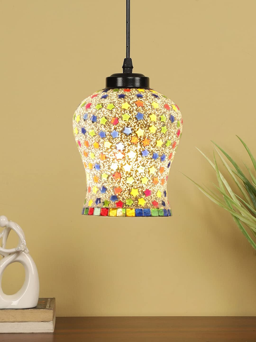 Multicolor Mosaic Glass Hanging Lamp