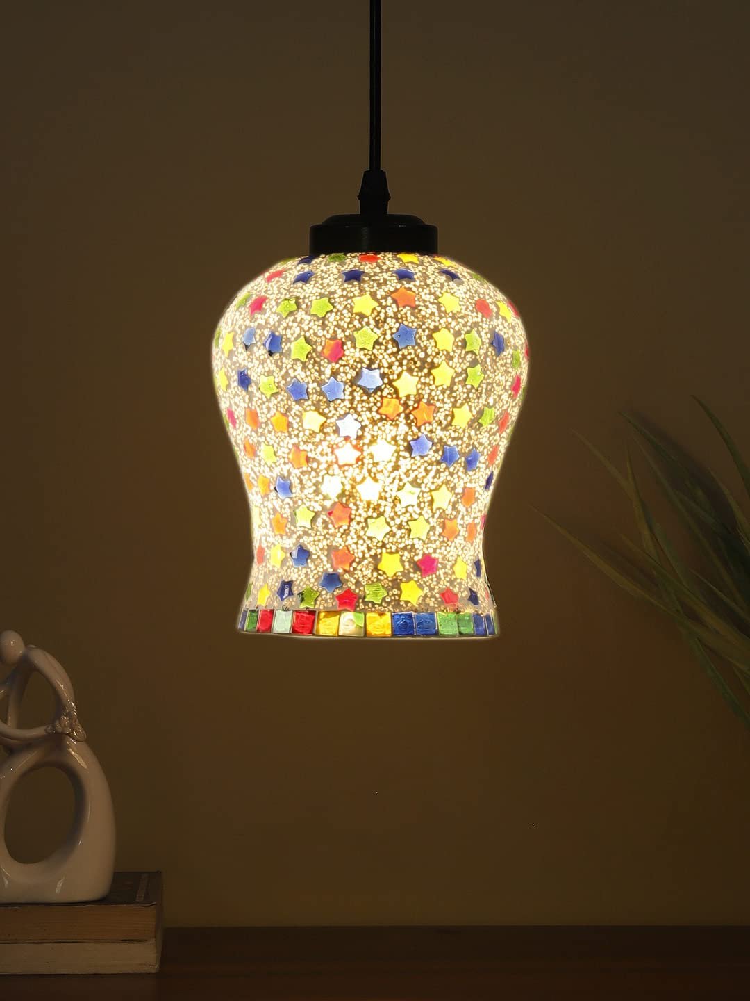 Multicolor Mosaic Glass Hanging Lamp
