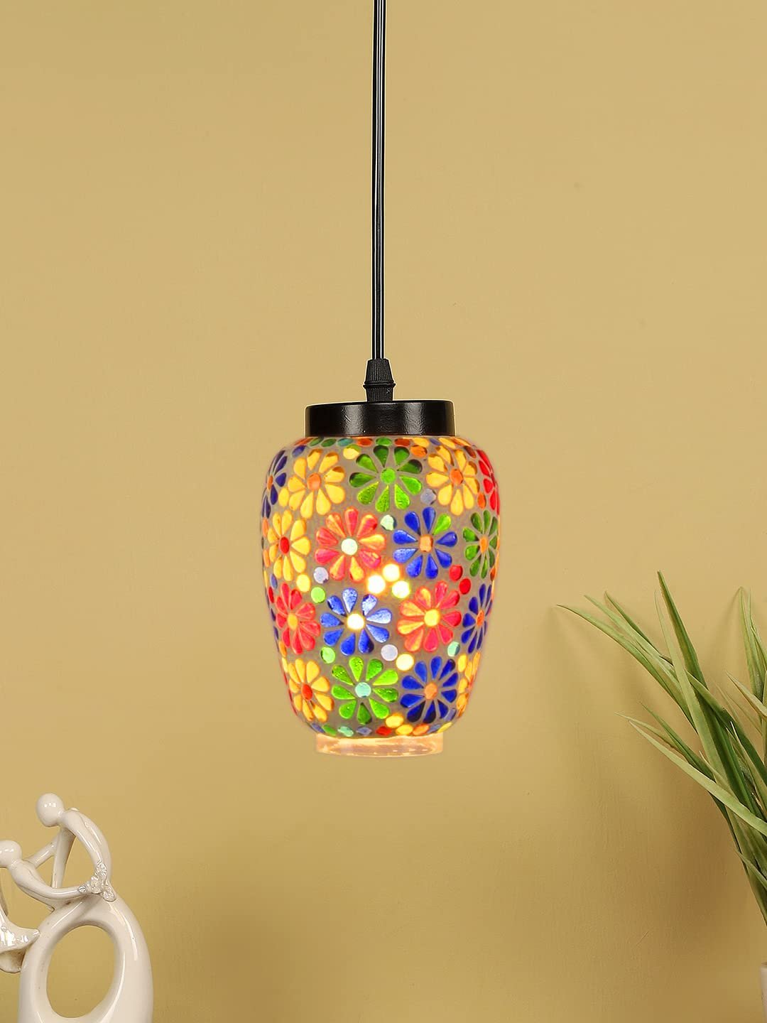 Multicolor Mosaic Glass Hanging Lamp
