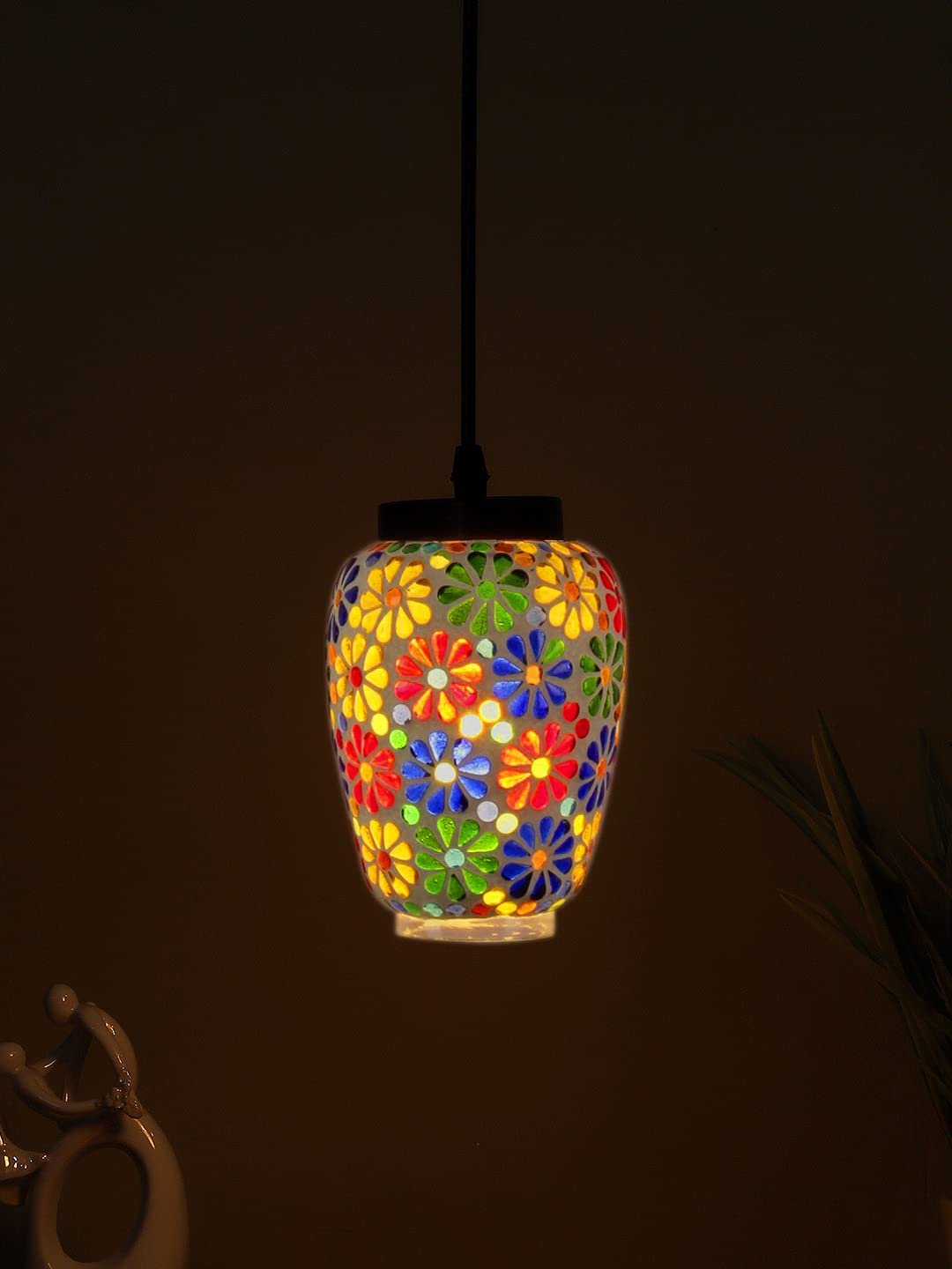 Multicolor Mosaic Glass Hanging Lamp