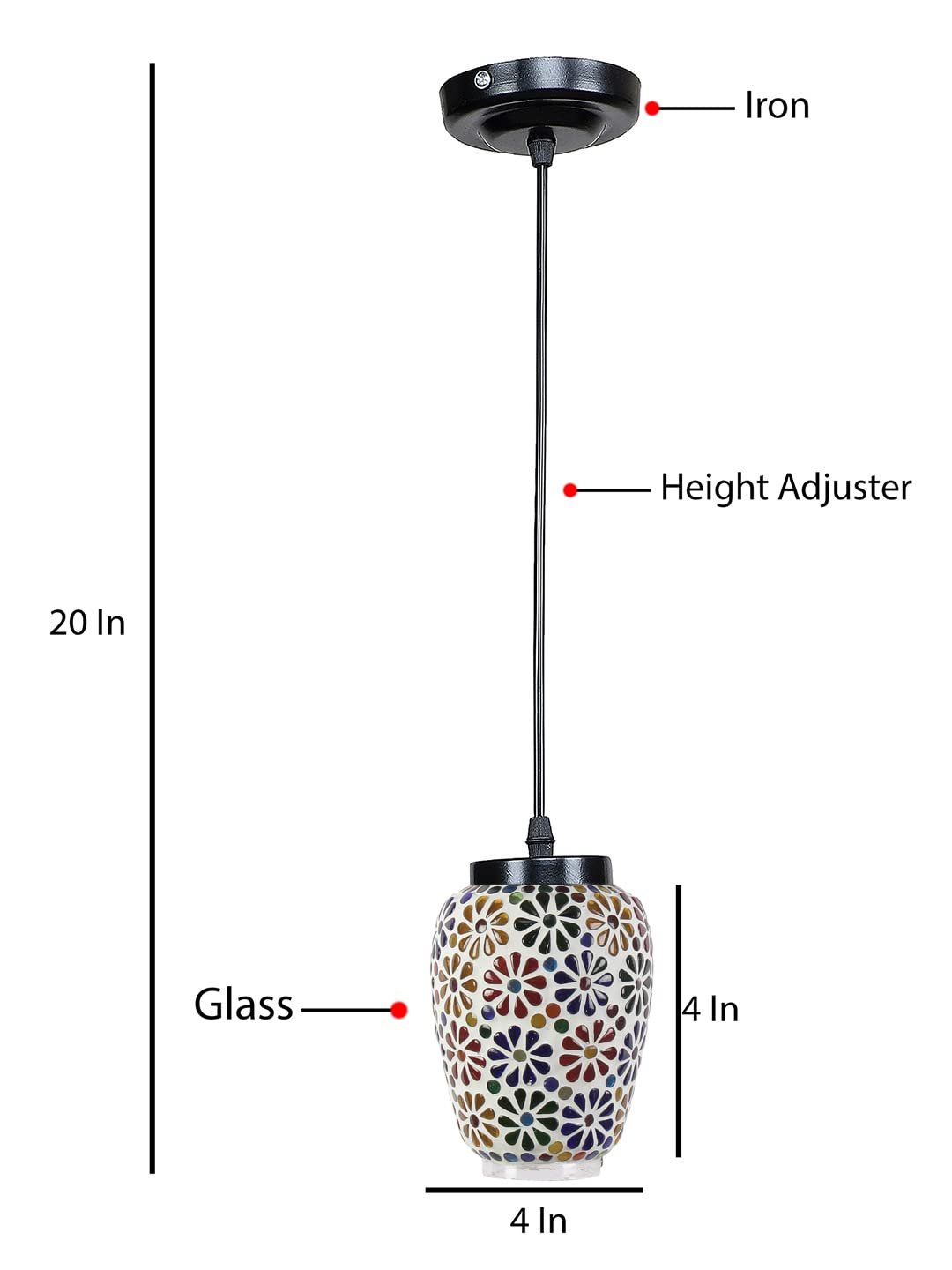 Multicolor Mosaic Glass Hanging Lamp