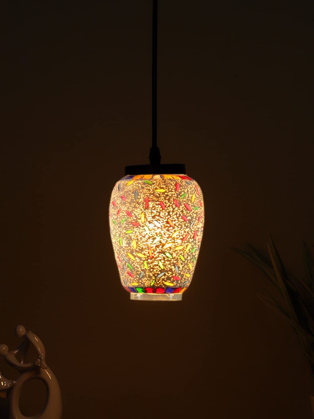 Multicolor Mosaic Glass Hanging Lamp