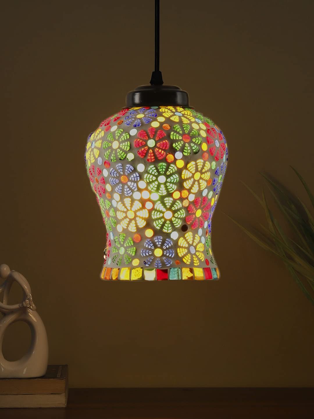 Multicolor Mosaic Glass Hanging Lamp
