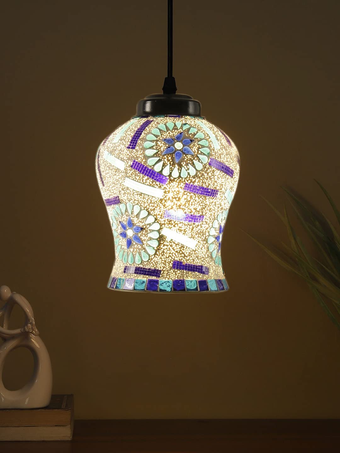 Multicolor Mosaic Glass Hanging Lamp