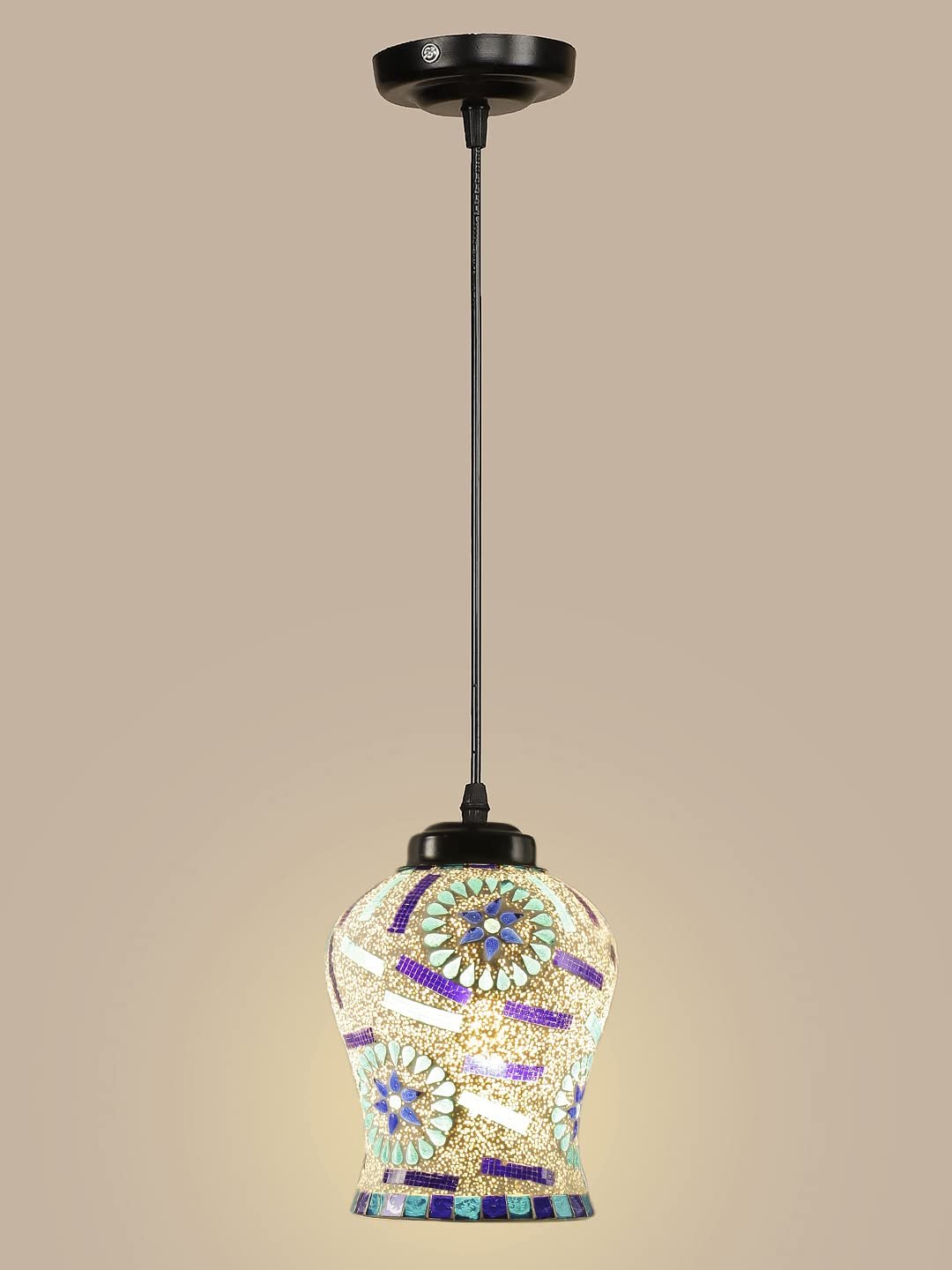 Multicolor Mosaic Glass Hanging Lamp
