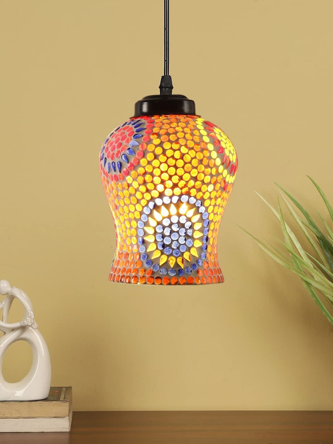 Multicolor Mosaic Glass Hanging Lamp