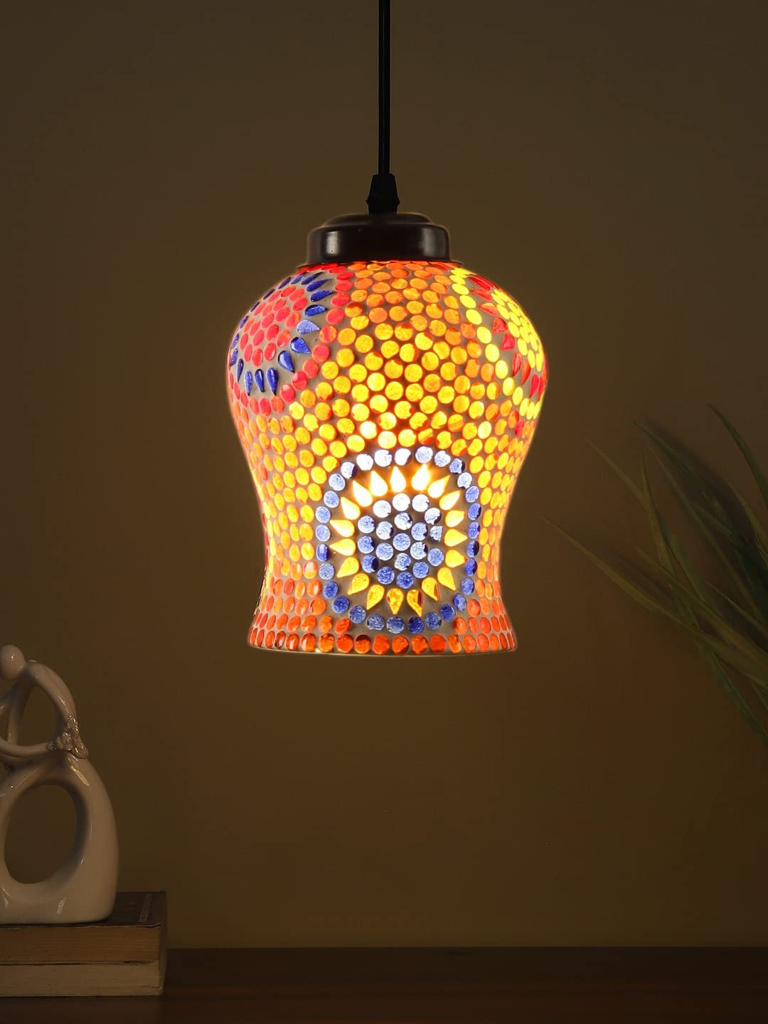 Multicolor Mosaic Glass Hanging Lamp