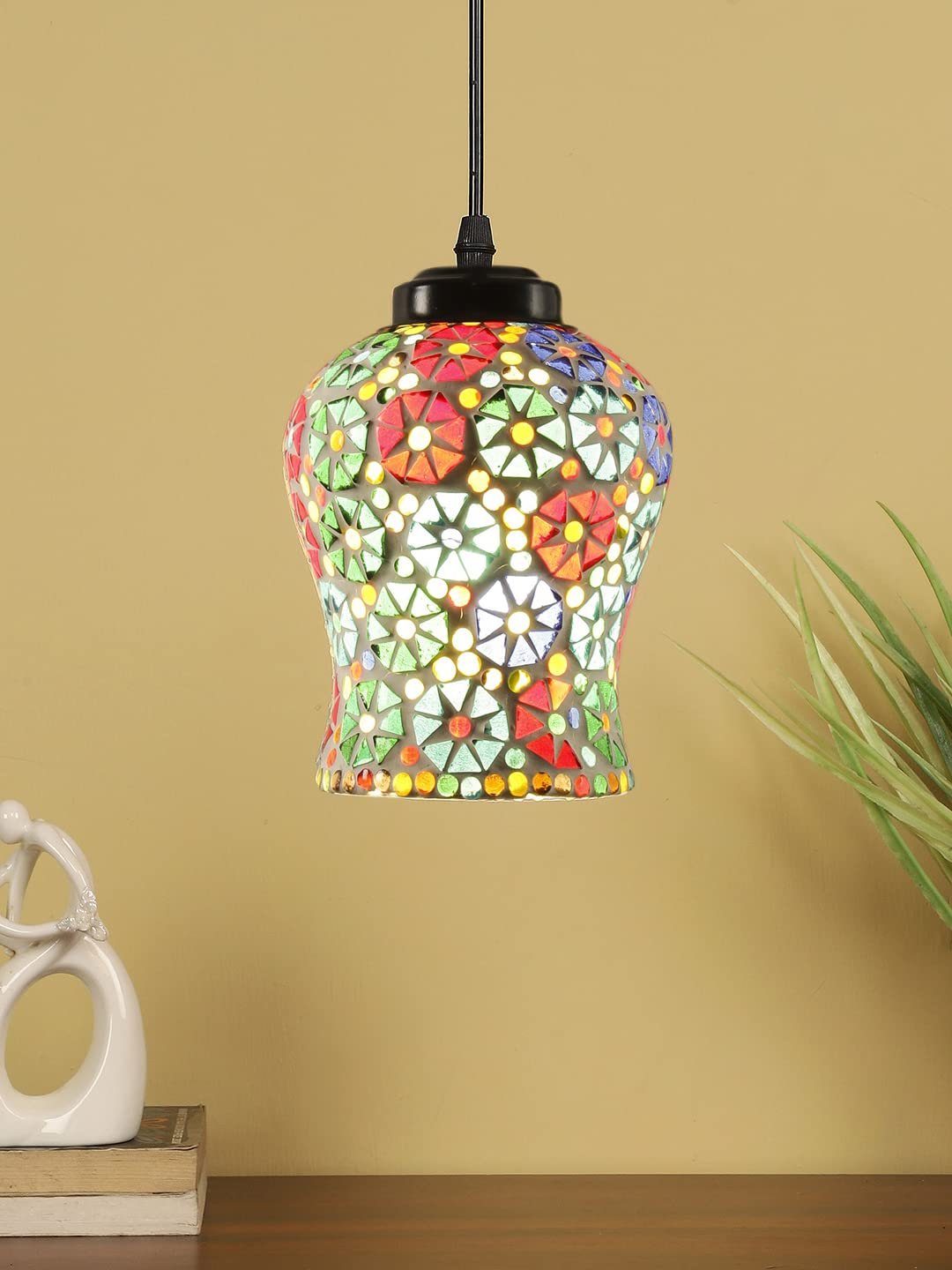 Multicolor Mosaic Glass Hanging Lamp