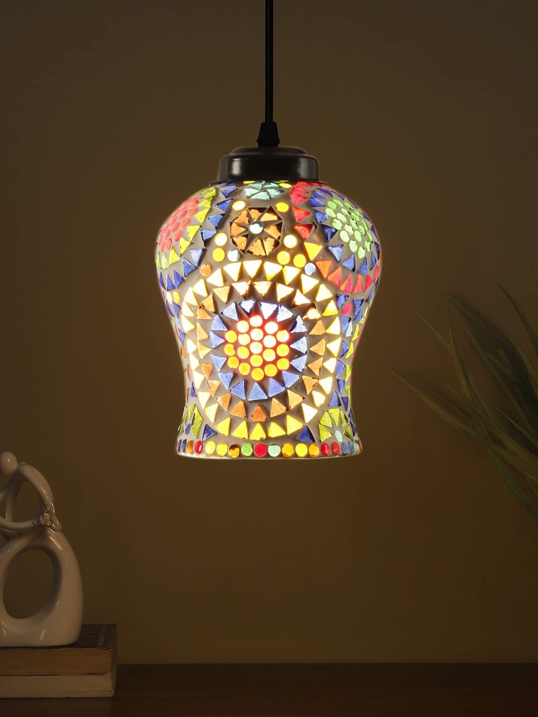 Multicolor Mosaic Glass Hanging Lamp