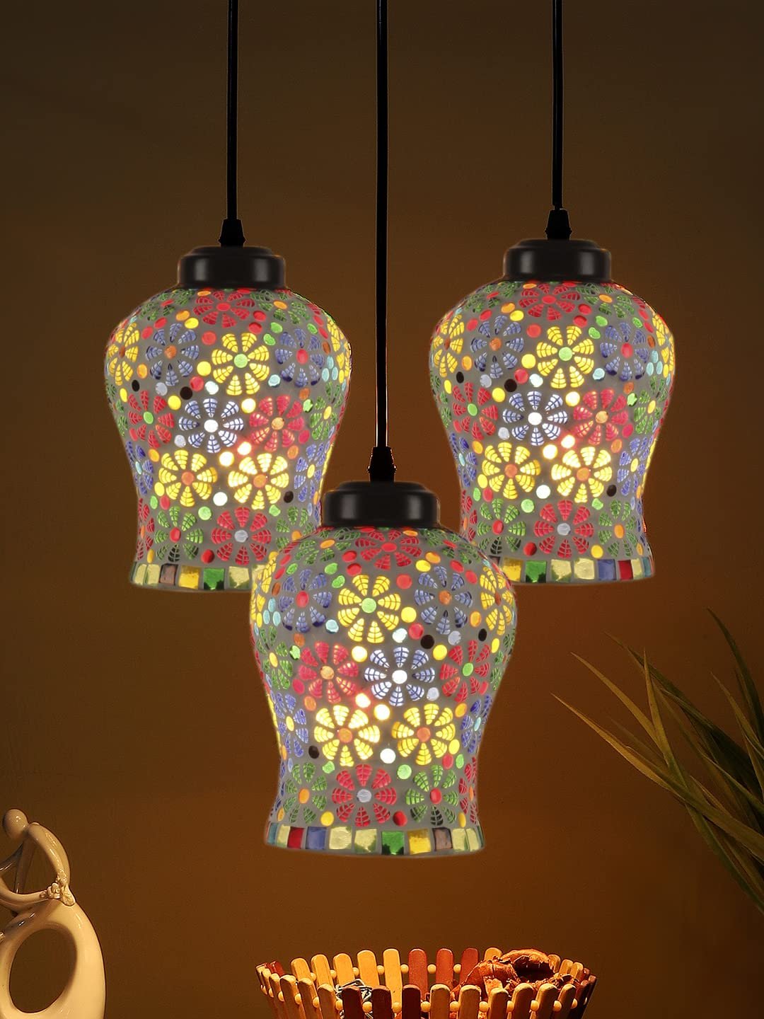 Multicolor Mosaic Cluster Hanging lamp