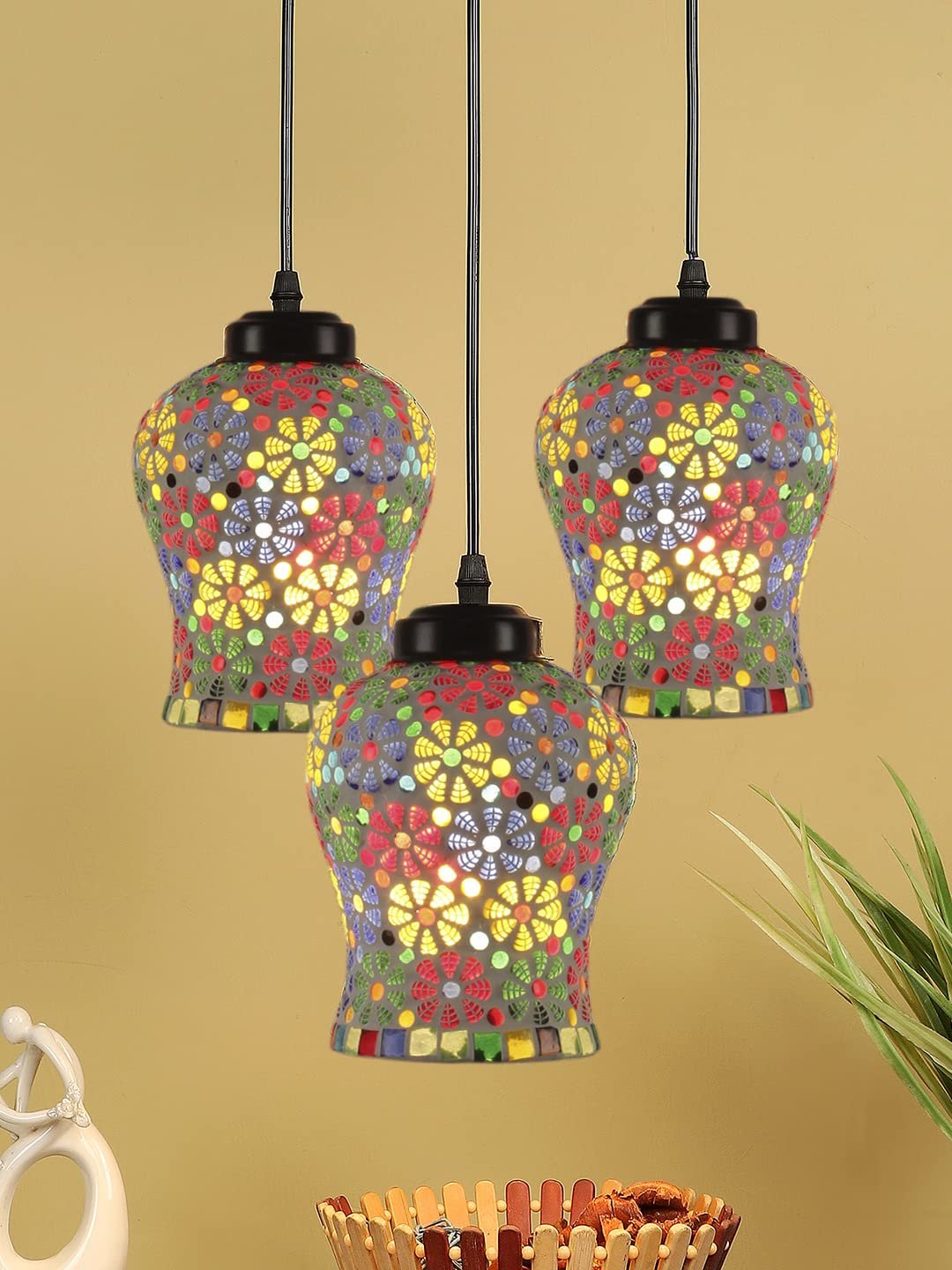 Multicolor Mosaic Cluster Hanging lamp