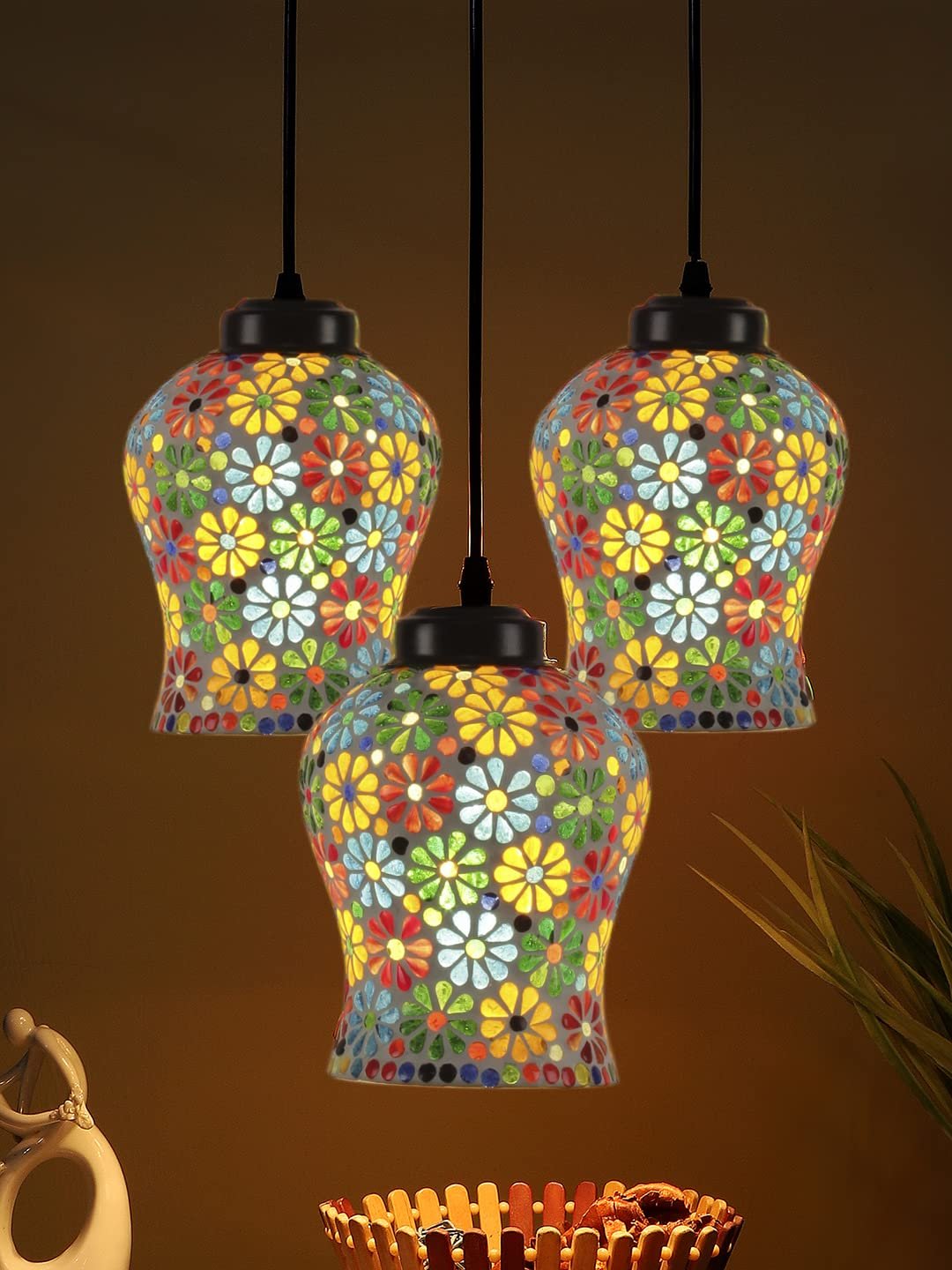 Multicolor Mosaic Cluster Hanging lamp