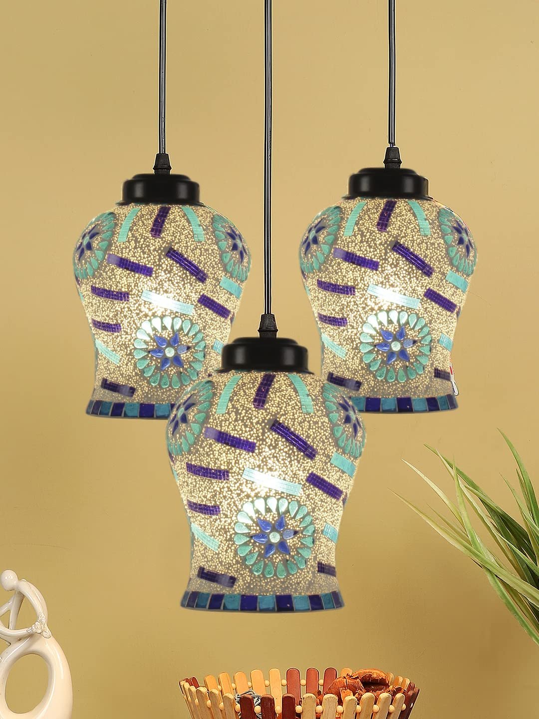 Multicolor Mosaic Cluster Hanging lamp