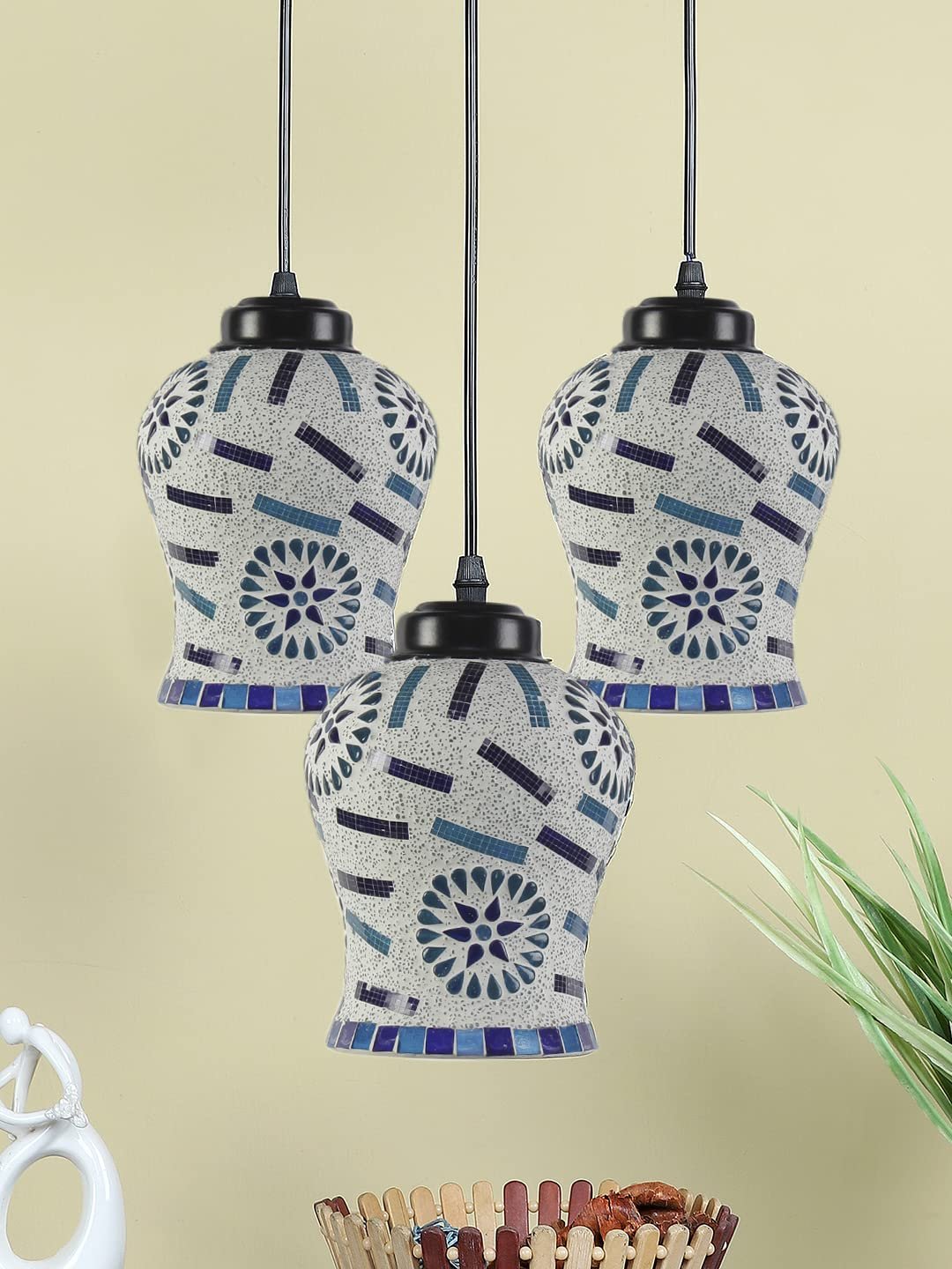 Multicolor Mosaic Cluster Hanging lamp